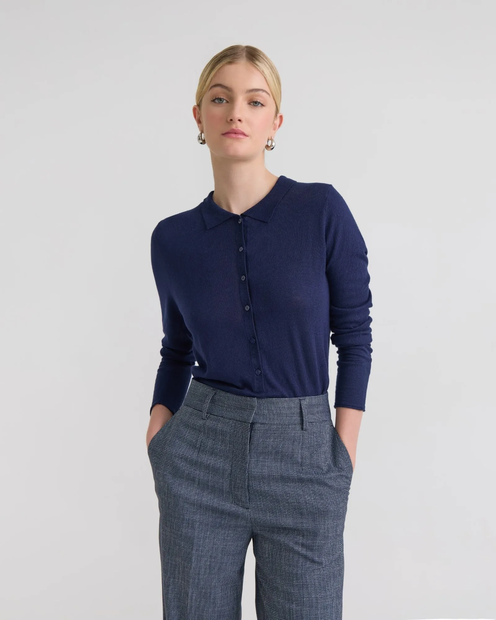 Edwina Silk Blnd Polo Collar Knit sold by Oxford Shop product image thumbnail 5