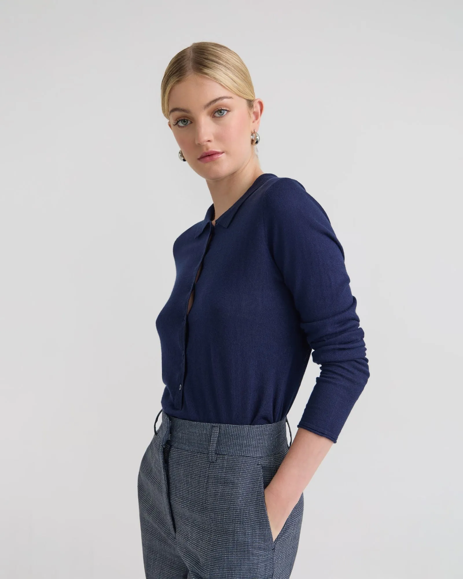 Edwina Silk Blnd Polo Collar Knit sold by Oxford Shop product image thumbnail 2