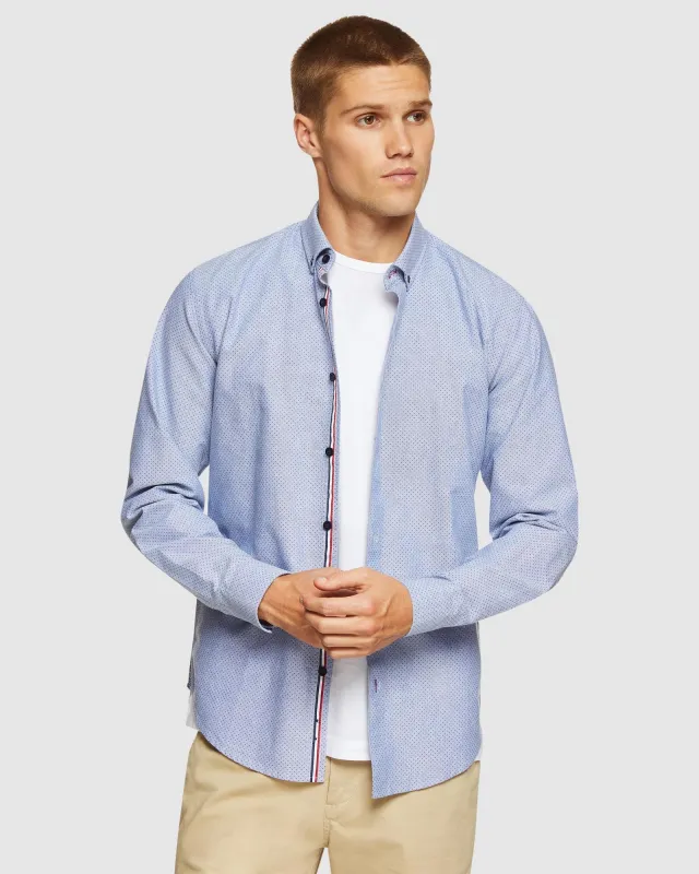 Stratton Spot Oxford Weave Shirt sold by Oxford Shop