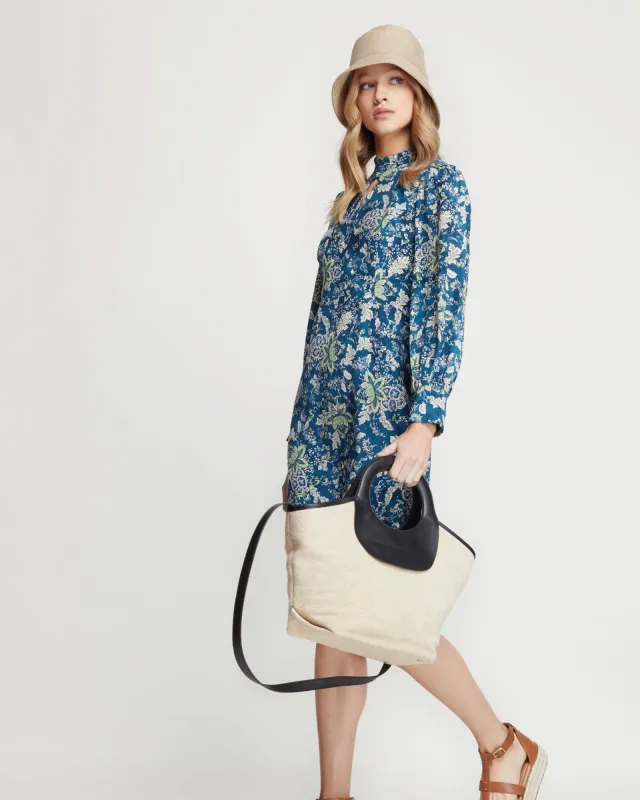 Emily Fabric And Leather Tote Bag sold by Oxford Shop