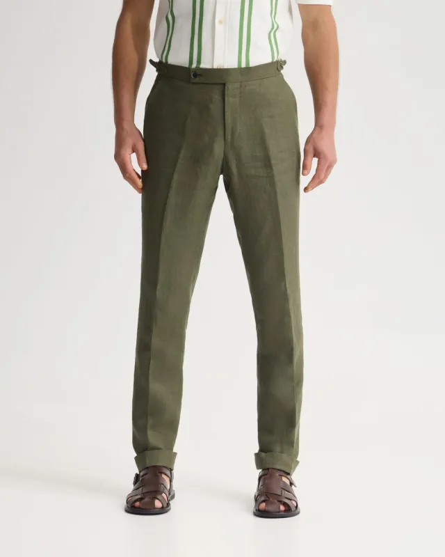 Byron Herringbone Pant Side Tab sold by Oxford Shop