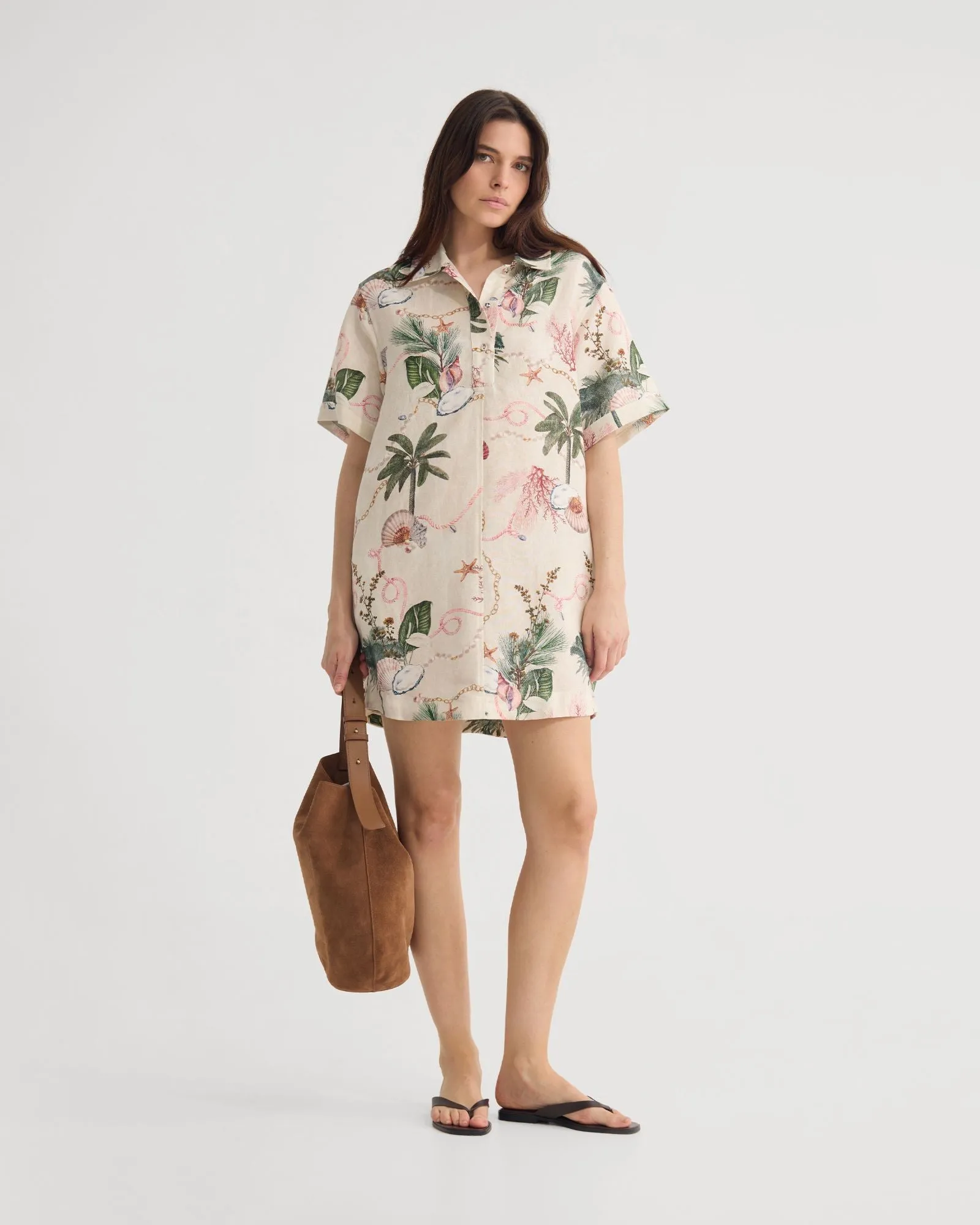 Milos Printed Linen Mini Dress sold by Oxford Shop