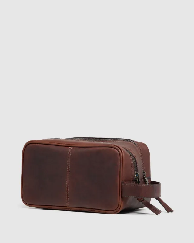 Traveller Leather Wash Bag sold by Oxford Shop
