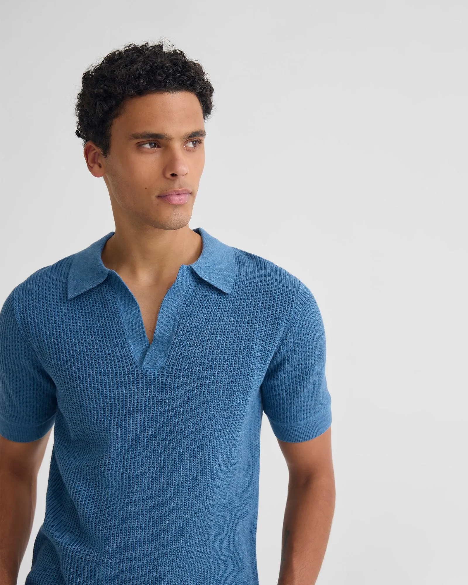 Huck Lined Knitted Polo sold by Oxford Shop product image thumbnail 5
