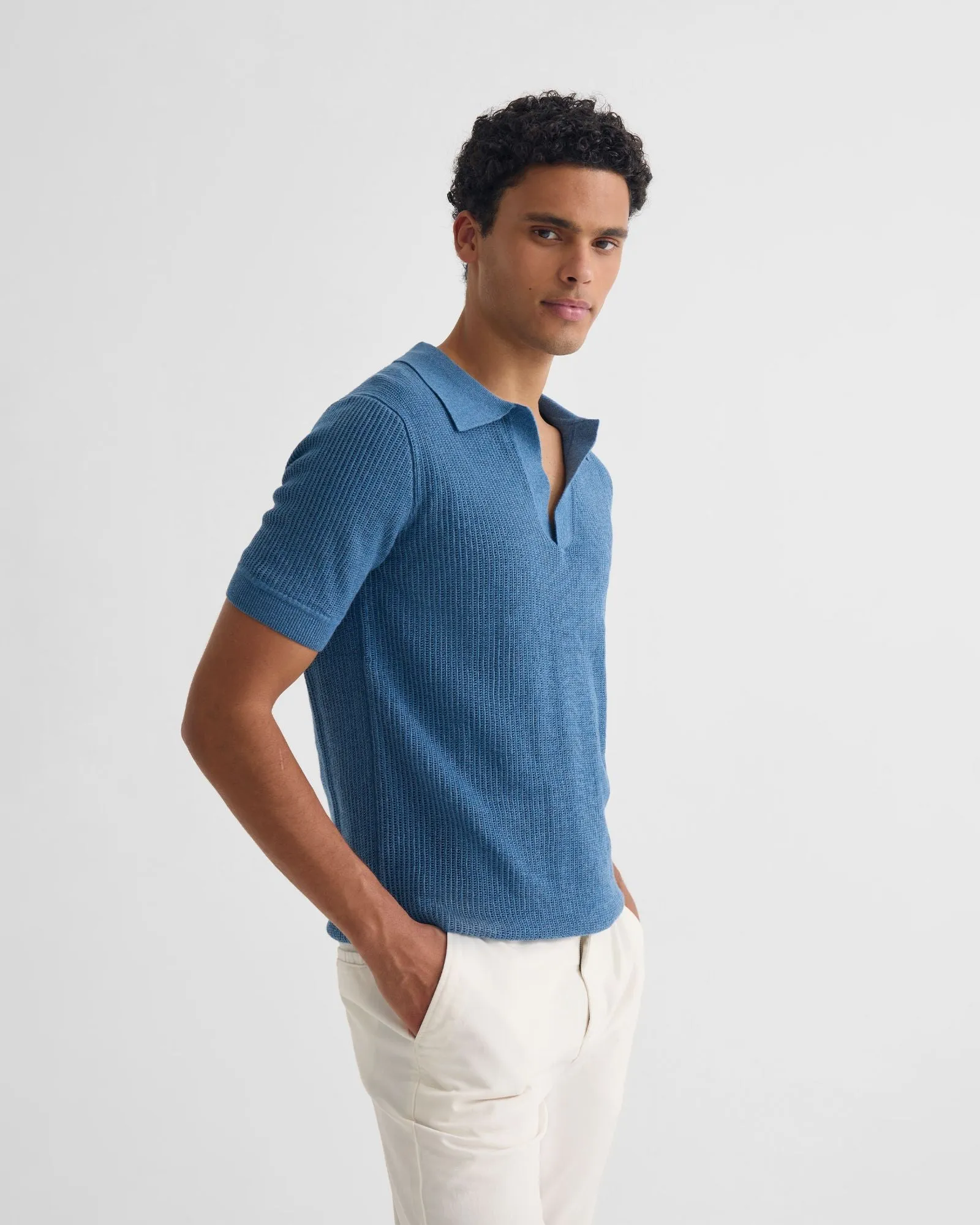 Huck Lined Knitted Polo sold by Oxford Shop product image thumbnail 2