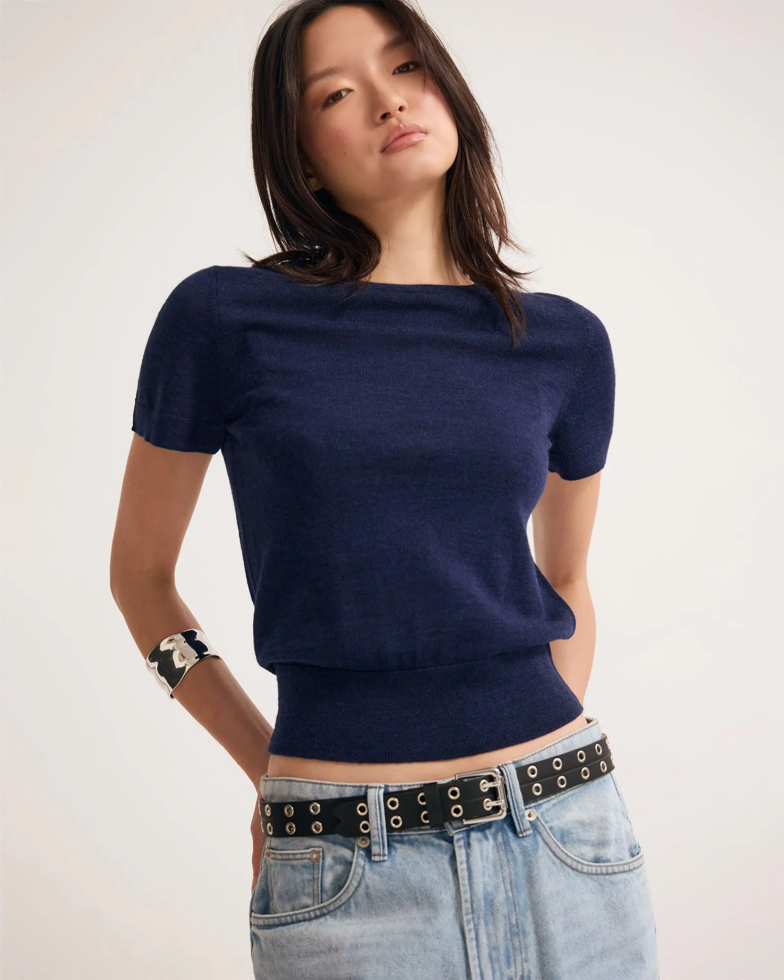 Grace Short Sleeve Merino Knit sold by Oxford Shop product image thumbnail 4