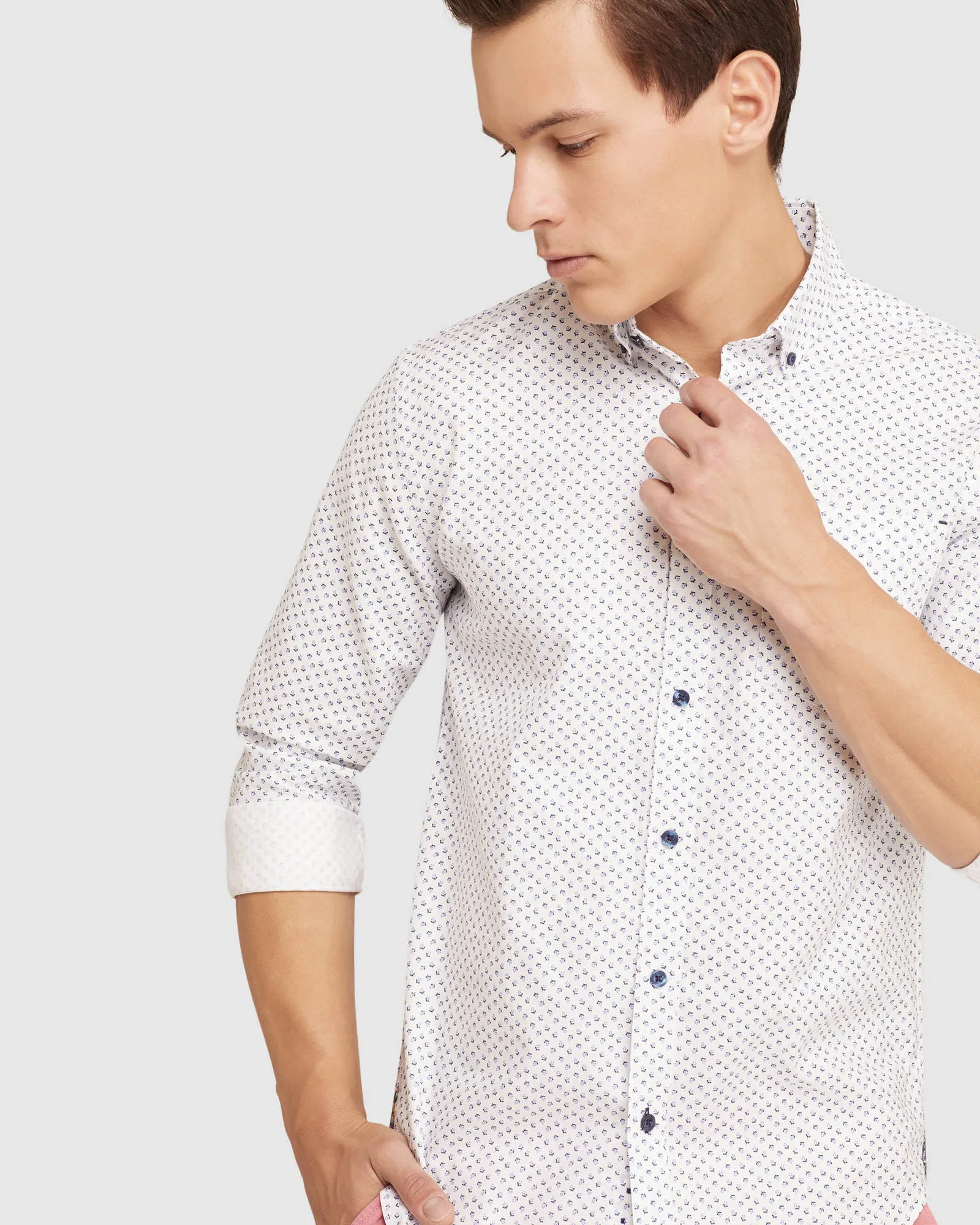 STRATTON OXFORD WEAVE PRINT SHIRT sold by Oxford Shop product image thumbnail 4