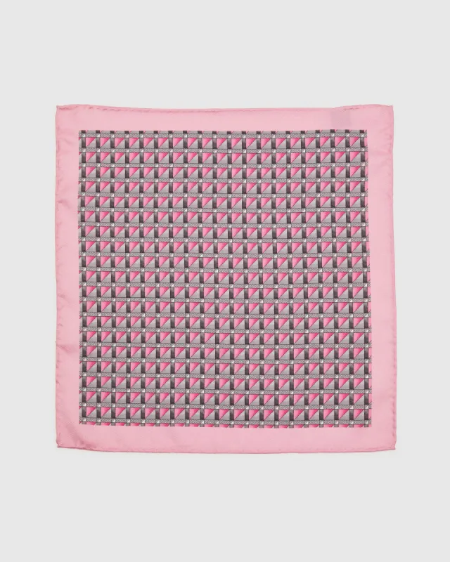 Border Geo Silk Pocket Square sold by Oxford Shop