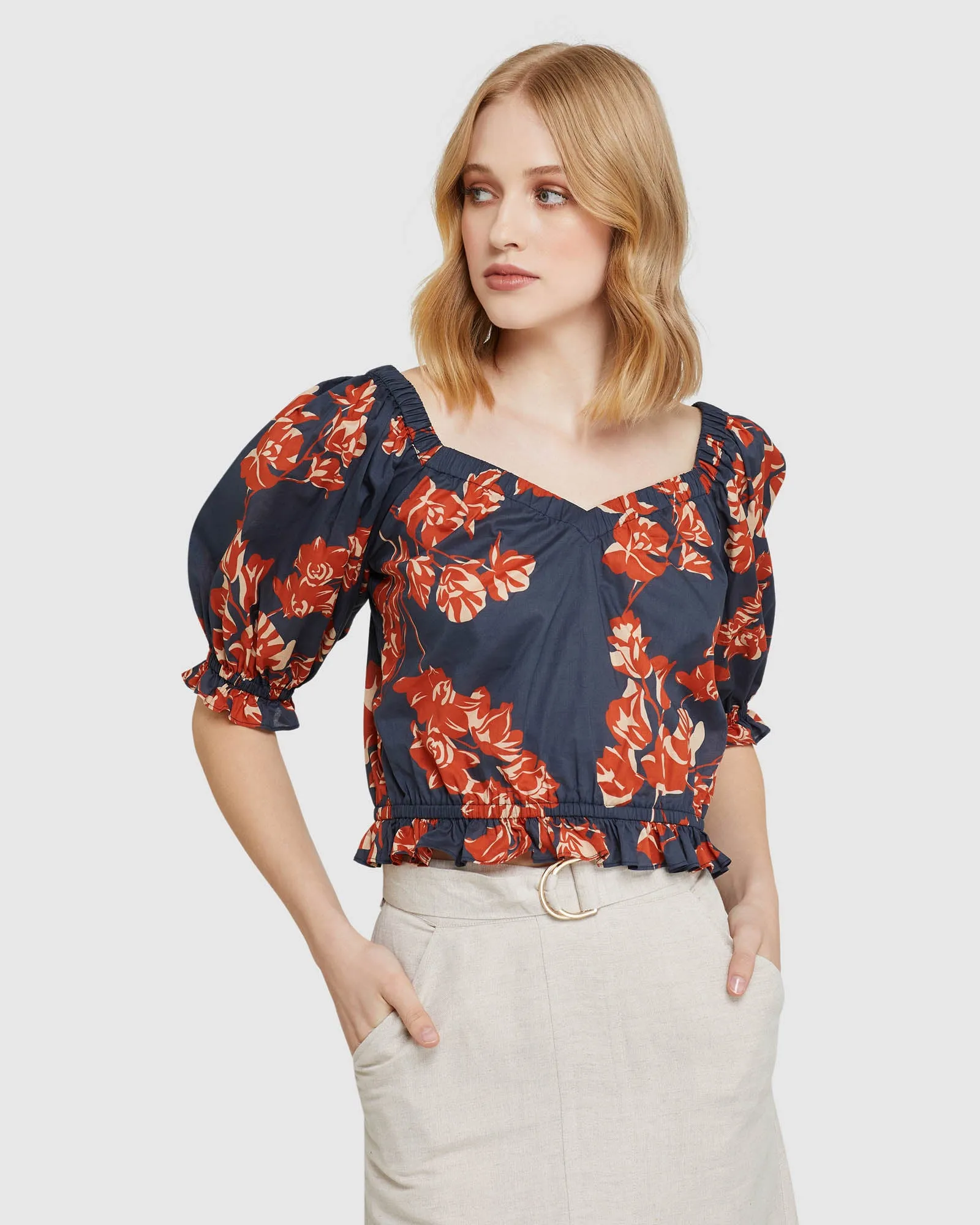 Billy Tropical Print Cotton Top sold by Oxford Shop