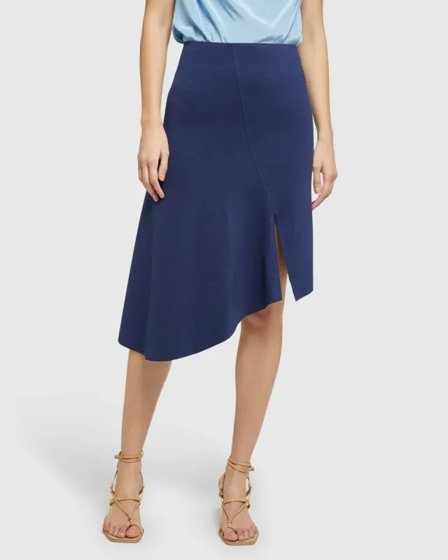 Lucy Asymetric Hem Ponti Skirt sold by Oxford Shop