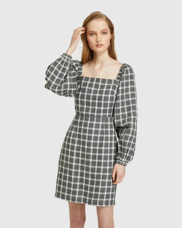 Cilly Check Linen Mini Dress sold by Oxford Shop