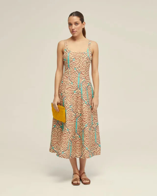 Elodie Linen Blend Printed Dress sold by Oxford Shop