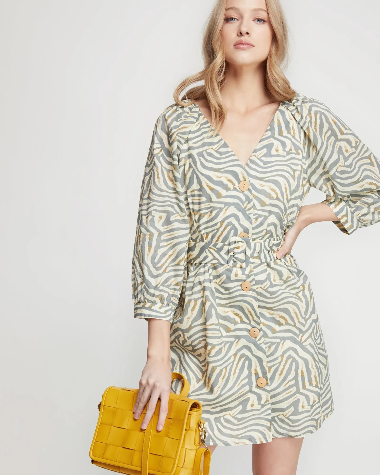 Peony Grey Animal Print Dress sold by Oxford Shop