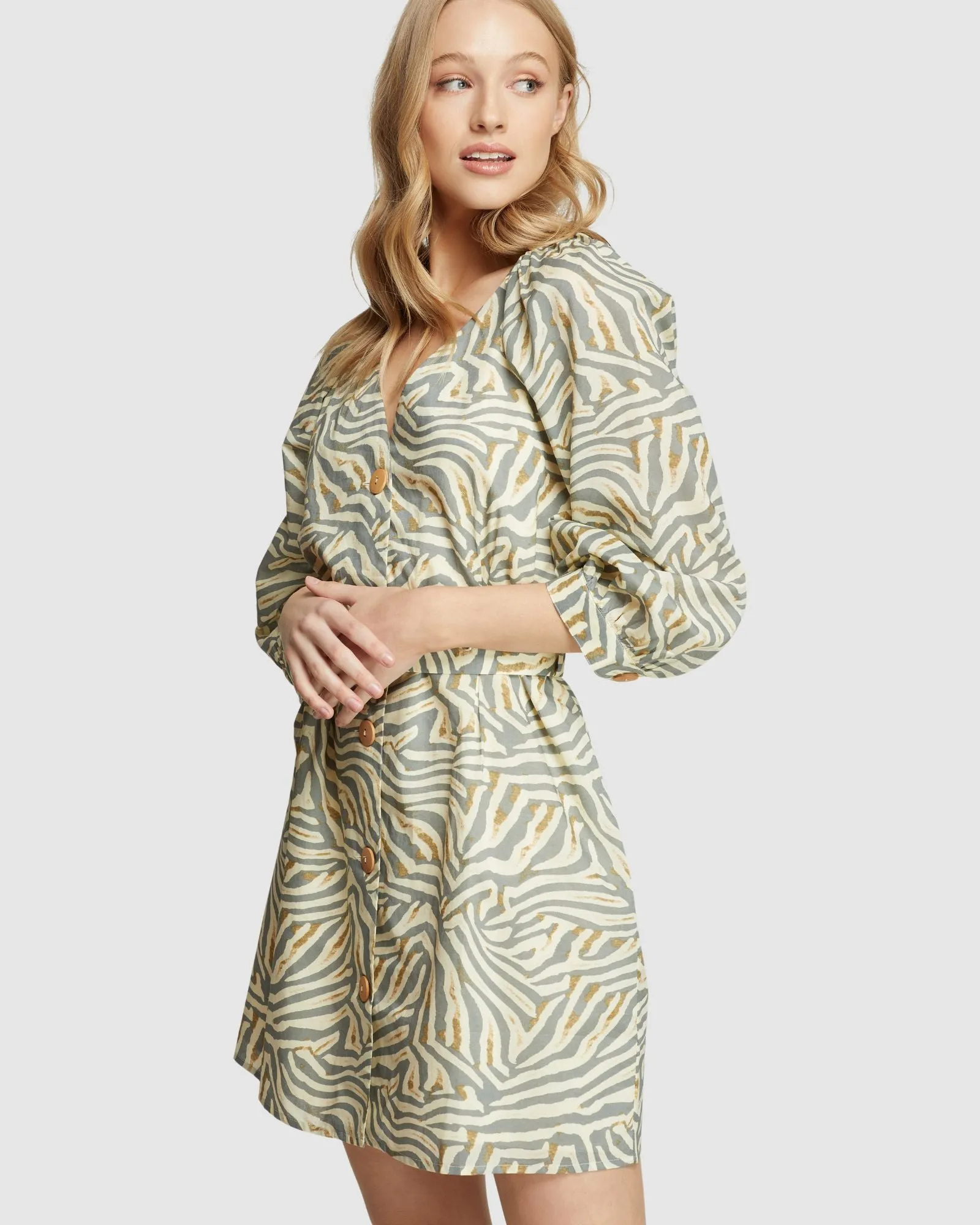 Peony Grey Animal Print Dress sold by Oxford Shop product image thumbnail 4