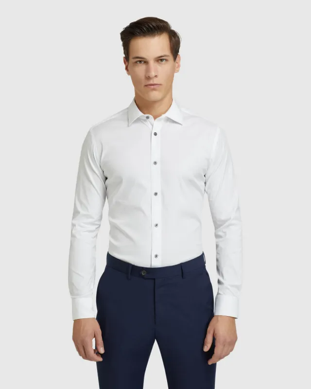 Stretch Travel Shirt With Charcoal Button sold by Oxford Shop