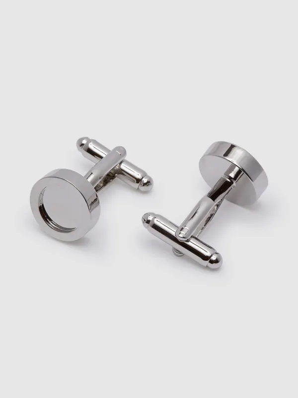 SILVER CIRCLE CUFFLINK SET sold by Oxford Shop