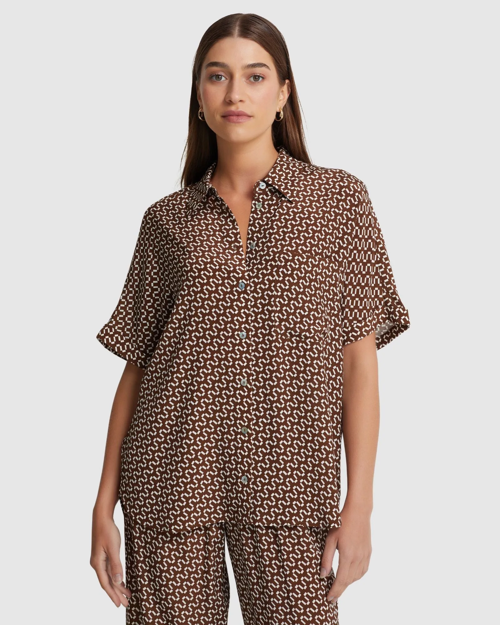 Jasmine Zigzag Short Sleeve Shirt sold by Oxford Shop product image thumbnail 5
