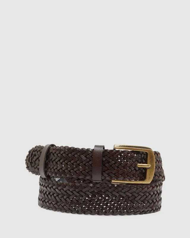 LINCOLN LEATHER WOVEN WAIST BELT sold by Oxford Shop