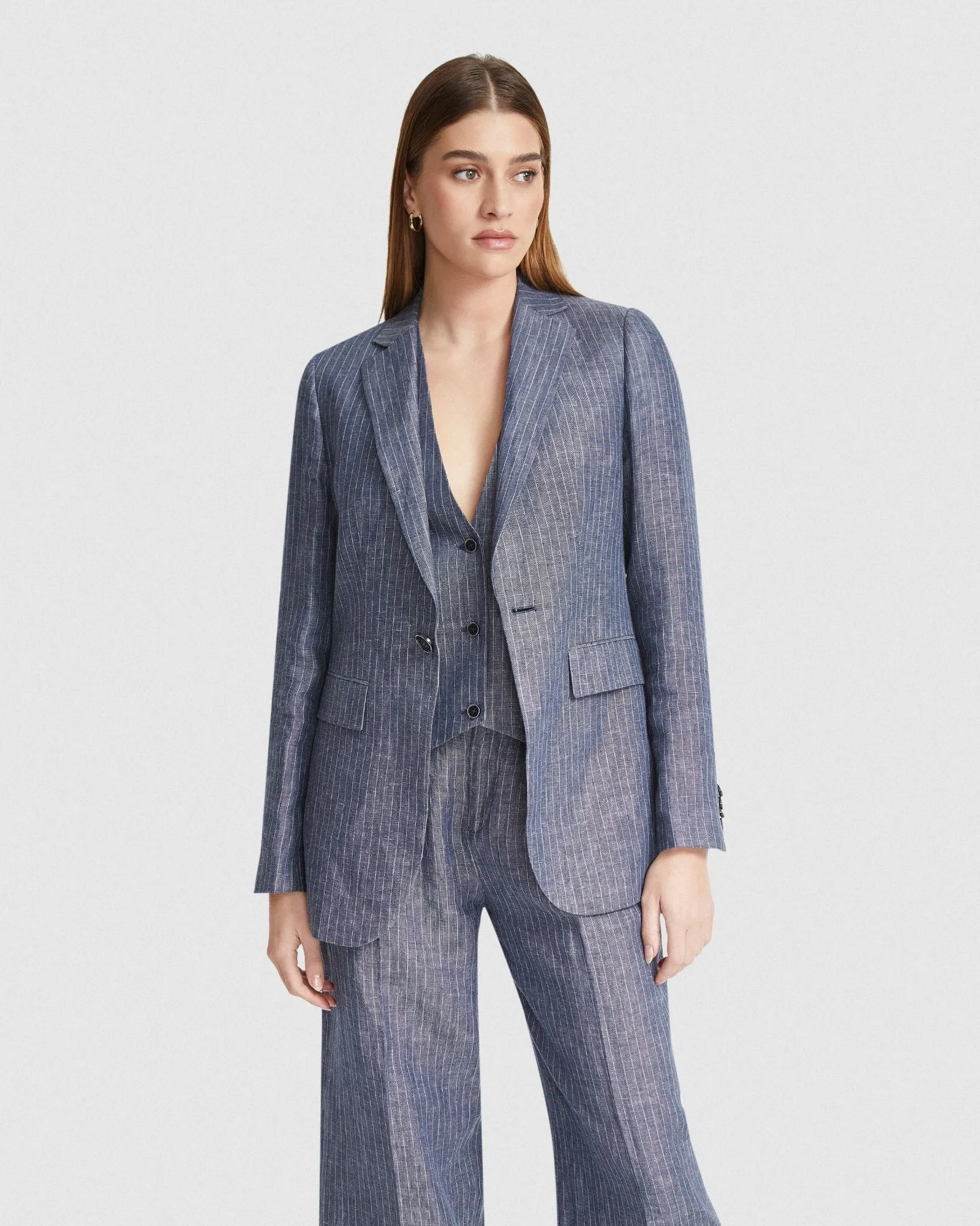 Lola Pinstripe Linen Jacket sold by Oxford Shop product image thumbnail 5