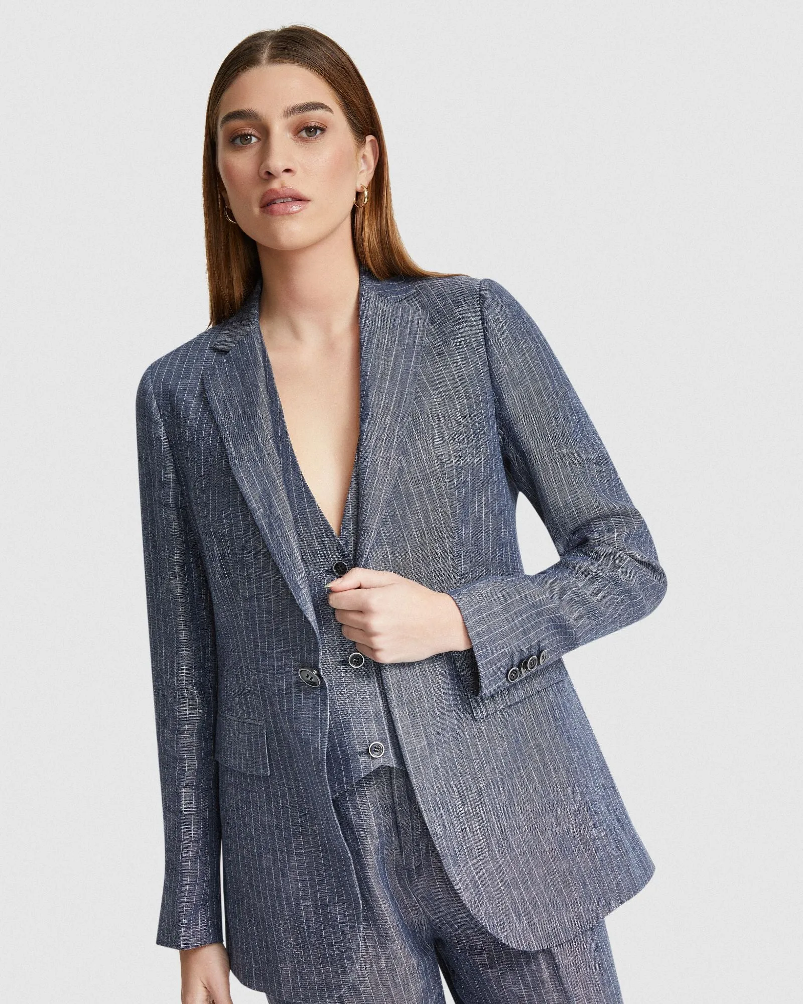 Lola Pinstripe Linen Jacket sold by Oxford Shop product image thumbnail 4