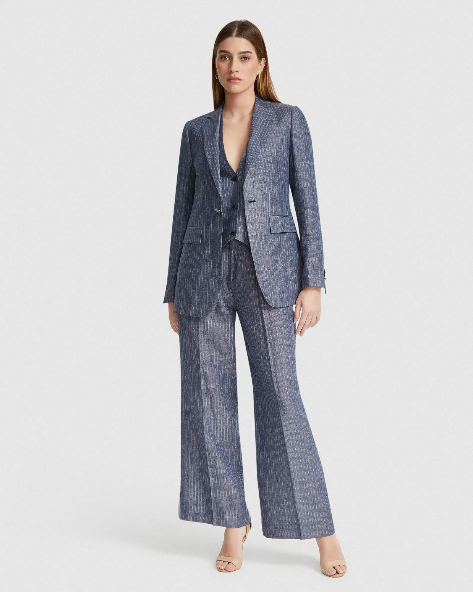 Lola Pinstripe Linen Jacket sold by Oxford Shop