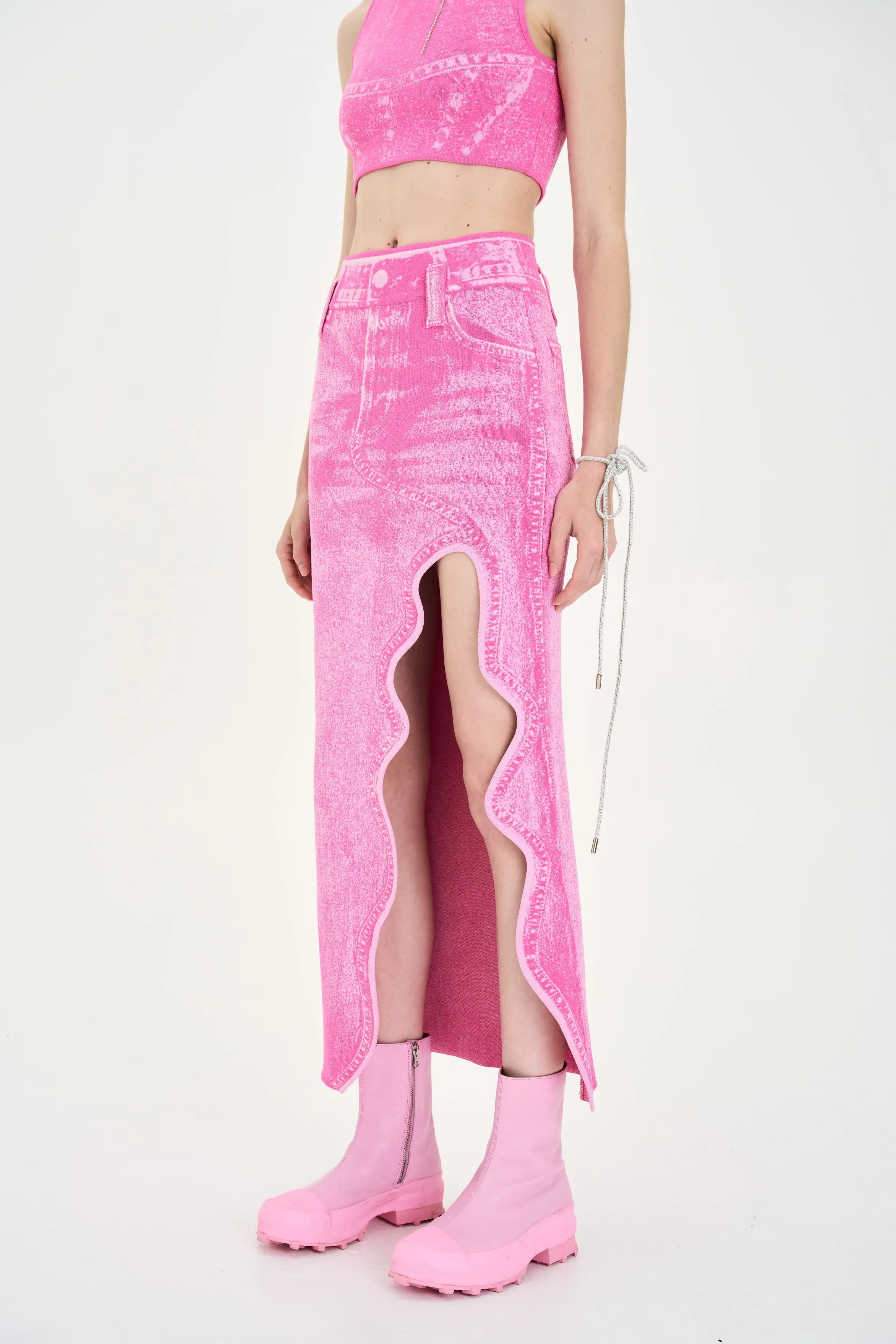 LILY DENIM PRINT WAVY LONG SKIRT sold by PH5 product image thumbnail 3