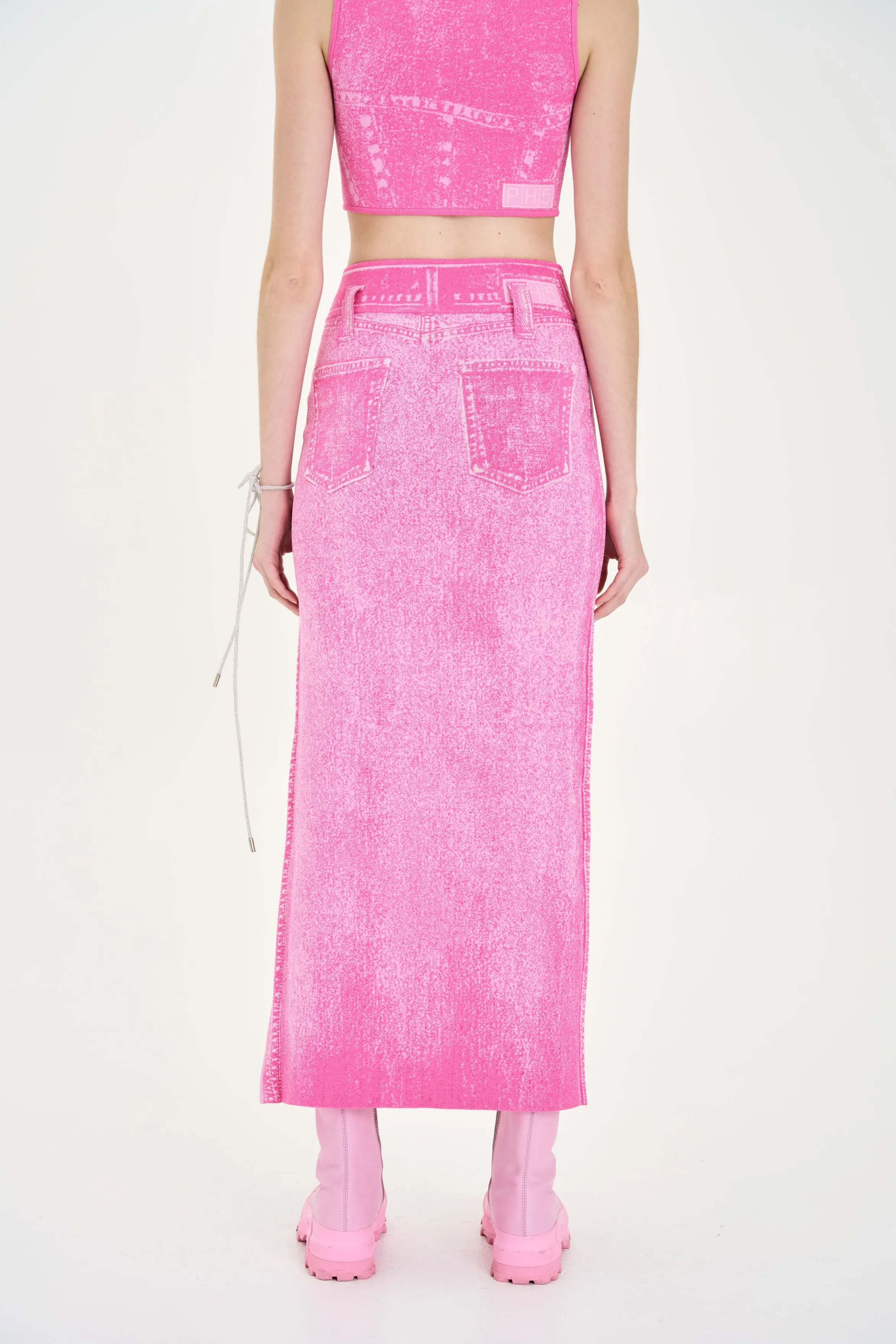 LILY DENIM PRINT WAVY LONG SKIRT sold by PH5 product image thumbnail 4