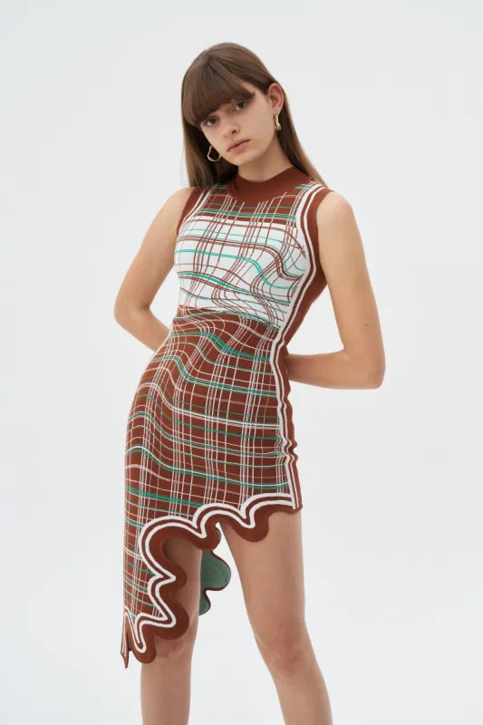 MIA SIGNATURE WAVY PLAID DRESS IN ECO YARN sold by PH5