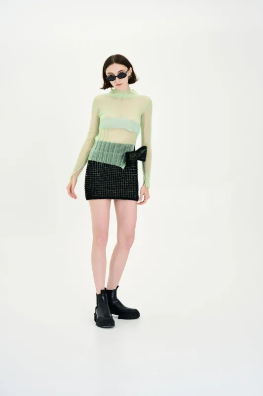 JUWON ORGANZA PLEATED SHEER TOP sold by PH5
