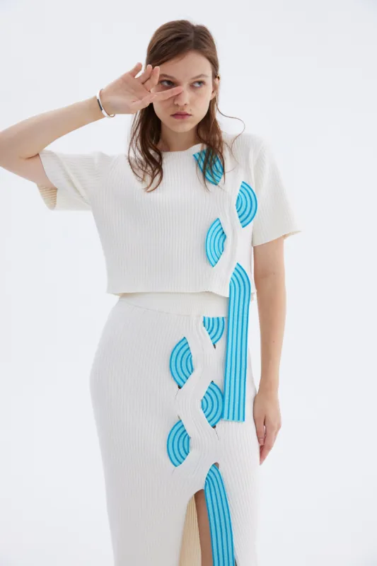 ALICE SHORT SLEEVE CROP TOP WITH TRAVELING RIBS made by PH5