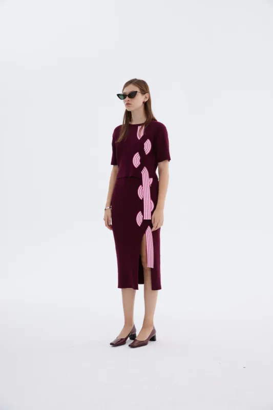 ELLIE MIDI SKIRT WITH TRAVELING RIBS made by PH5