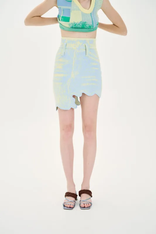 LINDSAY FAKE DENIM WAVY MINI SKIRT sold by PH5