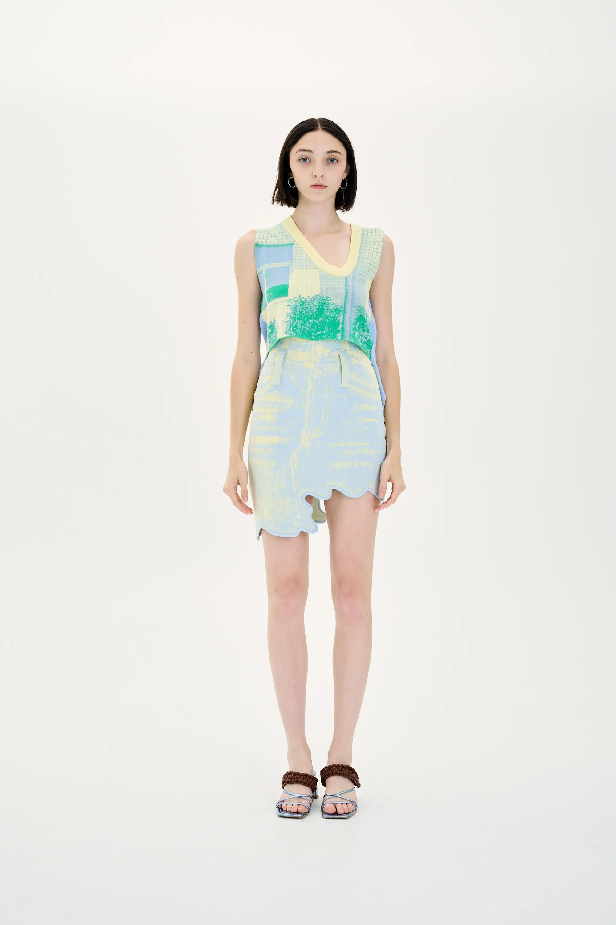 LINDSAY FAKE DENIM WAVY MINI SKIRT sold by PH5 product image thumbnail 3