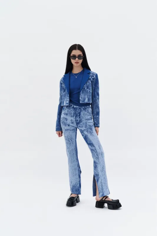TOBY SKINNY FAKE DENIM PANTS WITH SLIT made by PH5