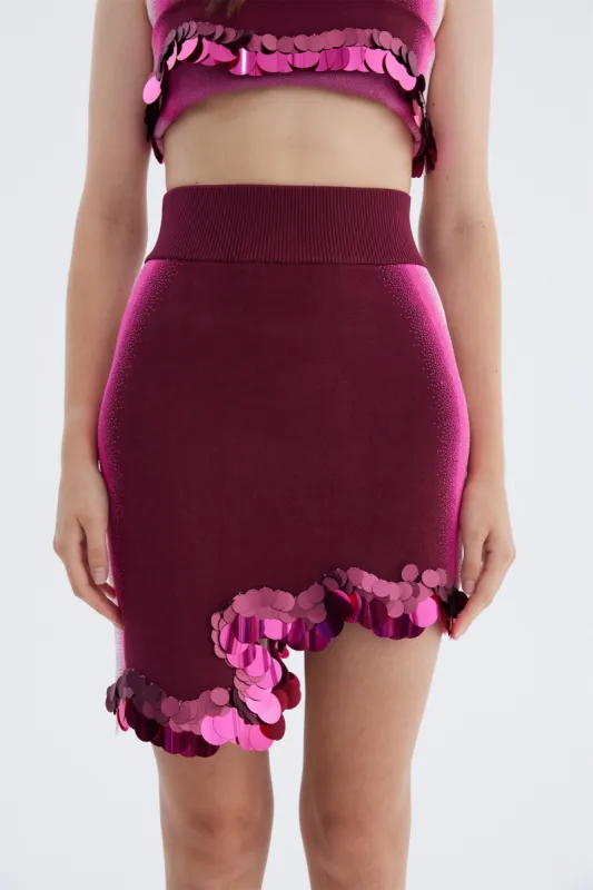 AUDREY WAVY BORDER MINI SKIRT WITH SEQUINS sold by PH5