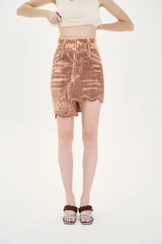 LINDSAY FAKE DENIM WAVY MINI SKIRT sold by PH5