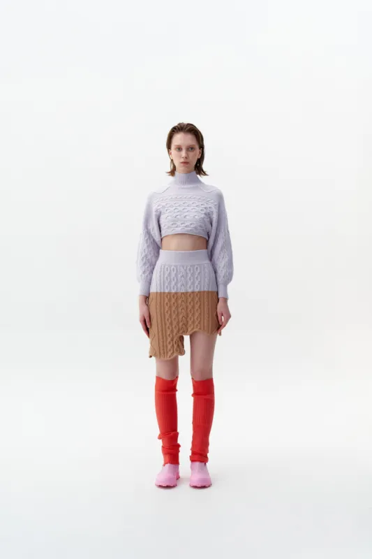 DIA MIXED CABLE KNIT WAVY MINI SKIRT sold by PH5