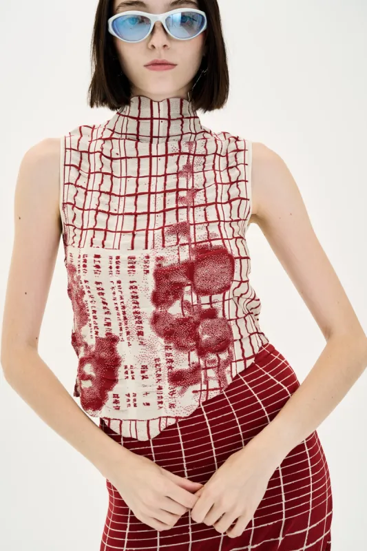 KIRI PLAID PRINT RUCHED TANK TOP sold by PH5