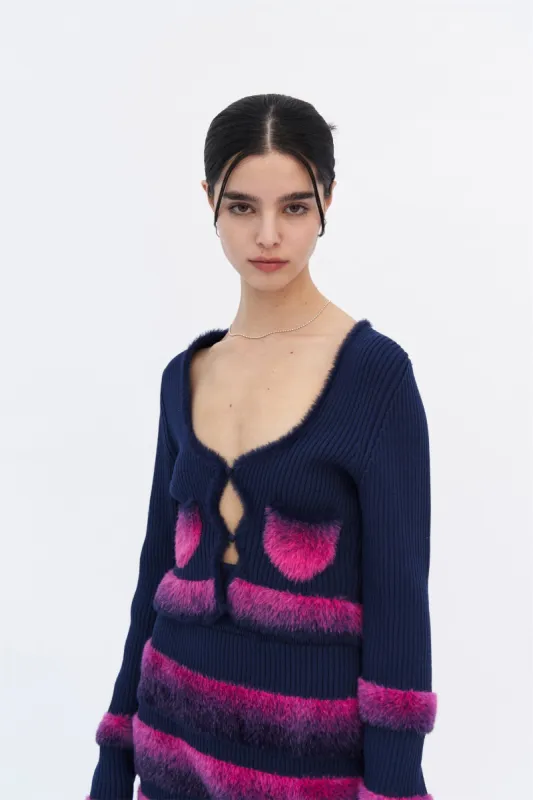 MOROSE FAUX FUR TRIMMED CROPPED CARDIGAN sold by PH5