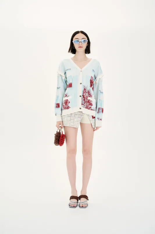 MOMO TREE PRINT OVERSIZED CARDIGAN WITH REMOVABLE SLEEVES made by PH5