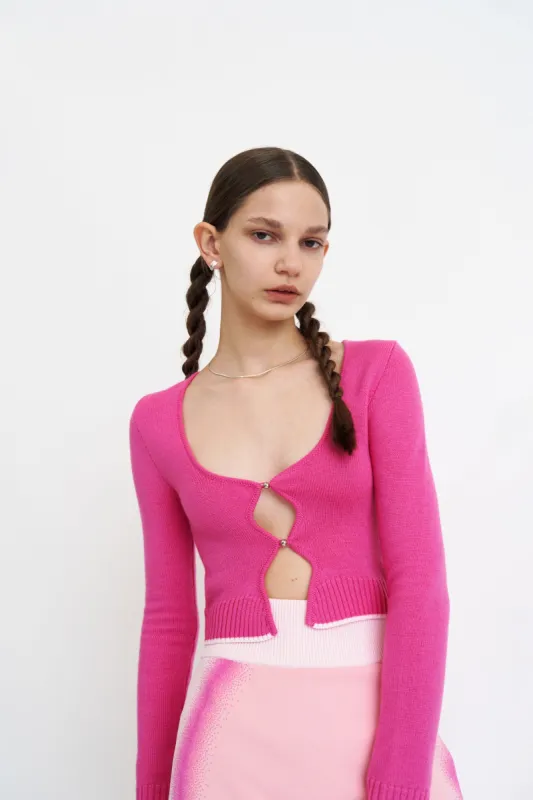 DEGAS MERINO WOOL CROPPED CARDIGAN made by PH5