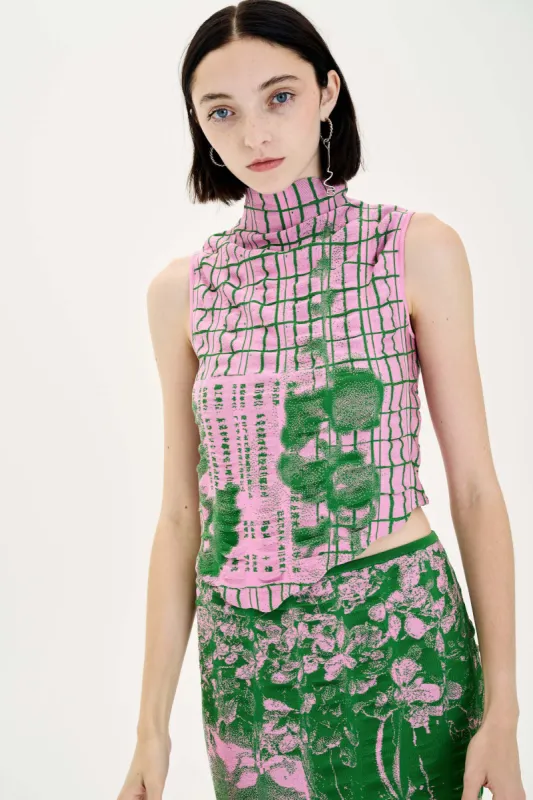 KIRI PLAID PRINT RUCHED TANK TOP made by PH5