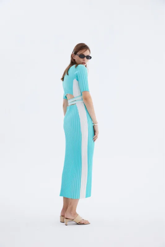 JODIE PLEATED LONG DRESS WITH WAVY SIDE SLIT sold by PH5