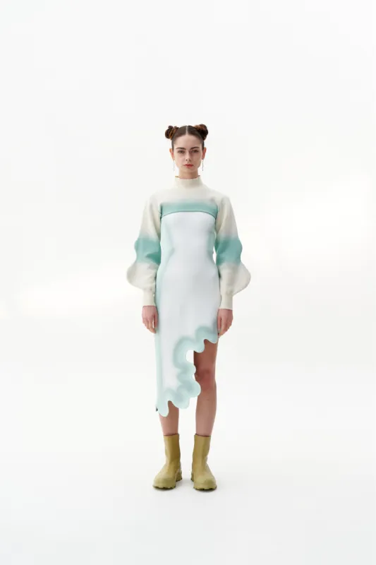 LEDA "SPRAY PAINTED" CROPPED MOCKNECK WITH WAVY SLEEVES made by PH5