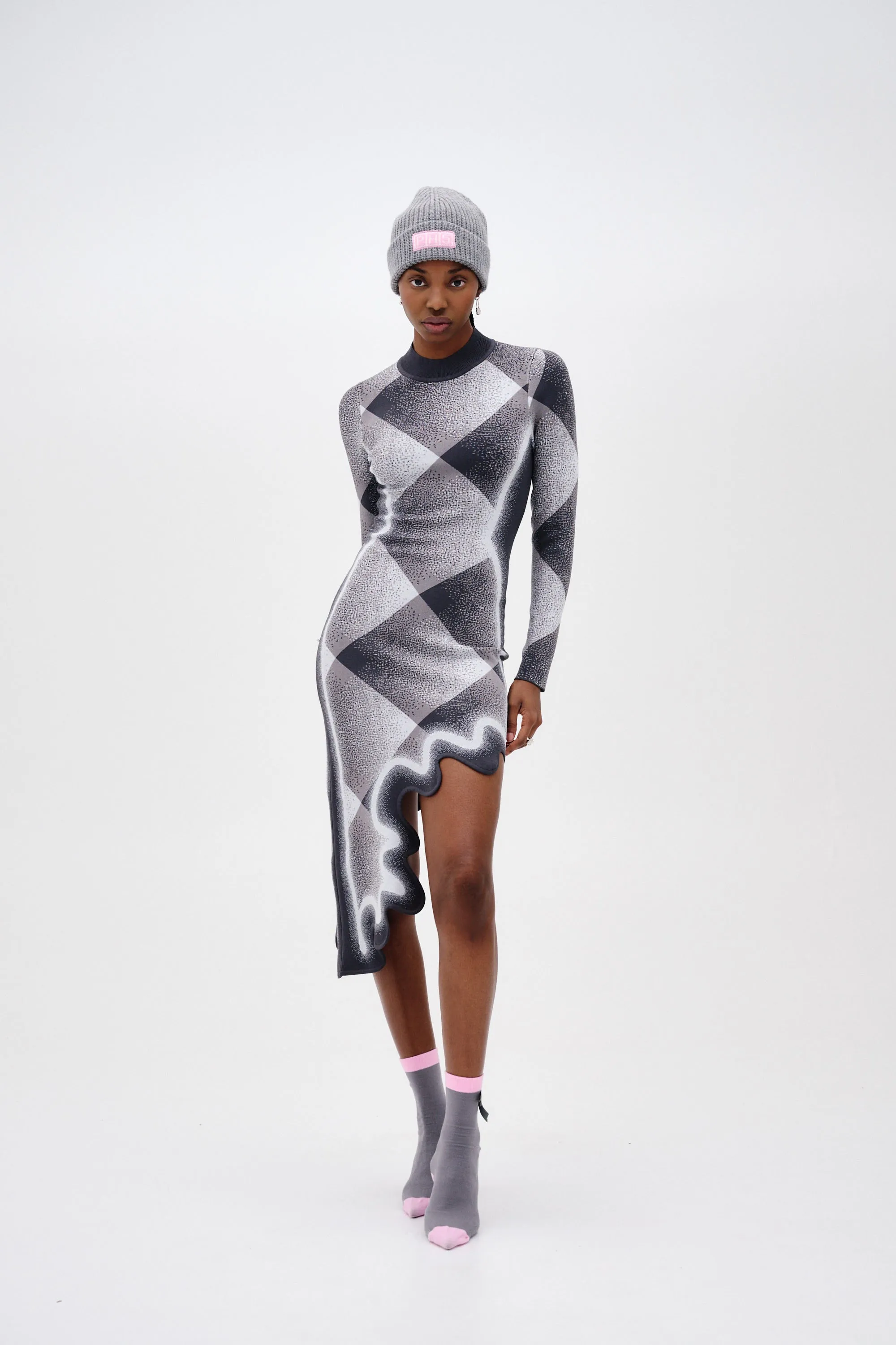 DOBBY LONG SLEEVE WAVY PLAID DRESS sold by PH5 product image thumbnail 5