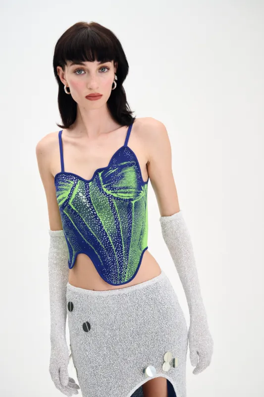 CAMELLIA DENIM PRINT TANK TOP made by PH5