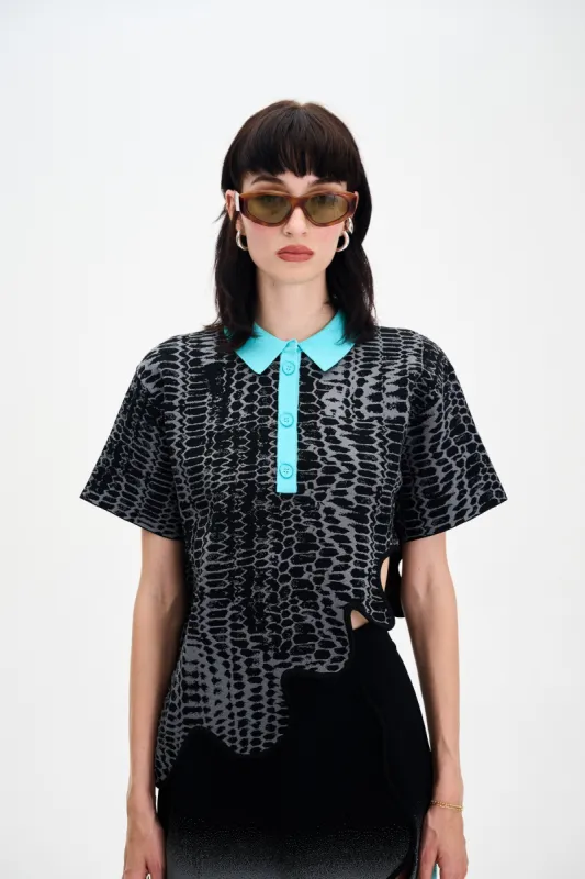 EBONY WAVY POLO SHIRT sold by PH5