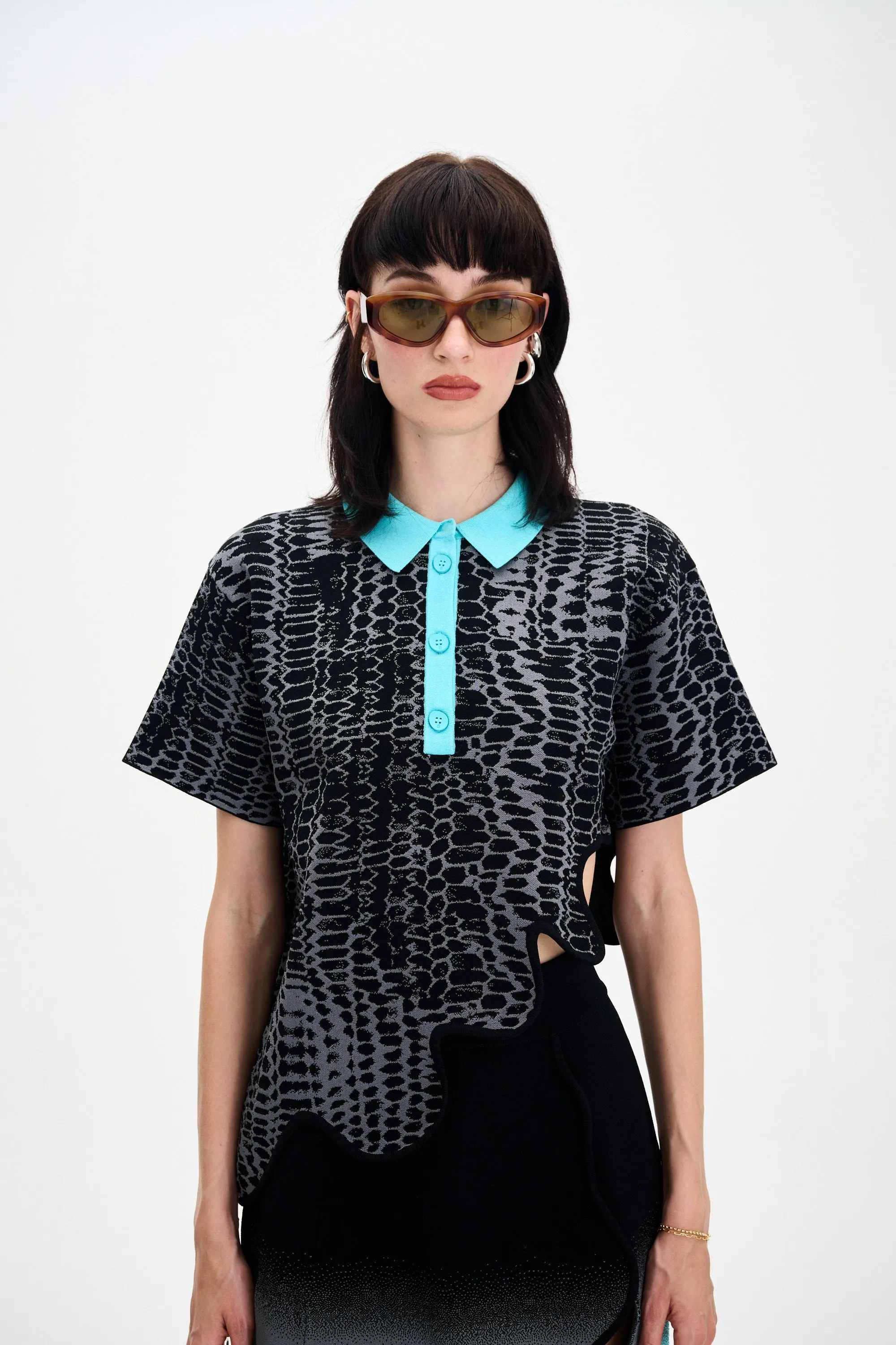 EBONY WAVY POLO SHIRT sold by PH5