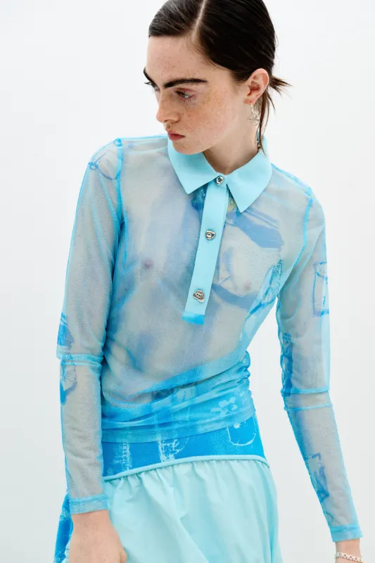 SCARLET MIXED MEDIA SHEER SHIRT made by PH5