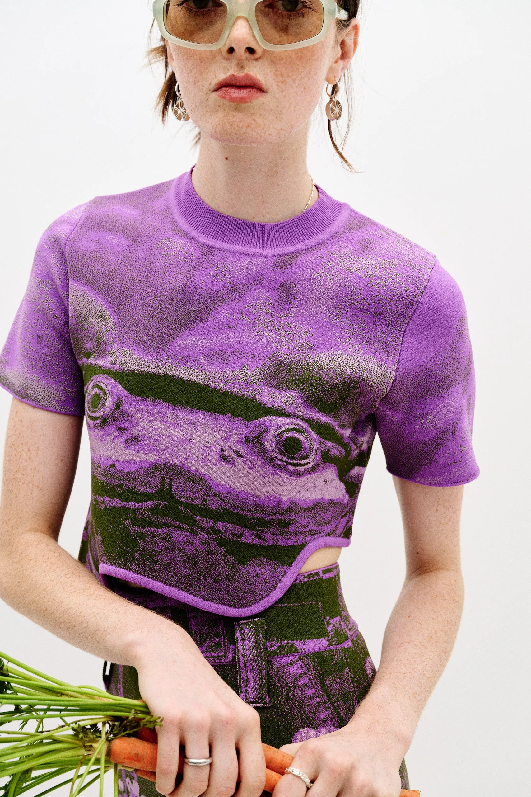 ACACIA FROG PRINT CROPPED TOP sold by PH5